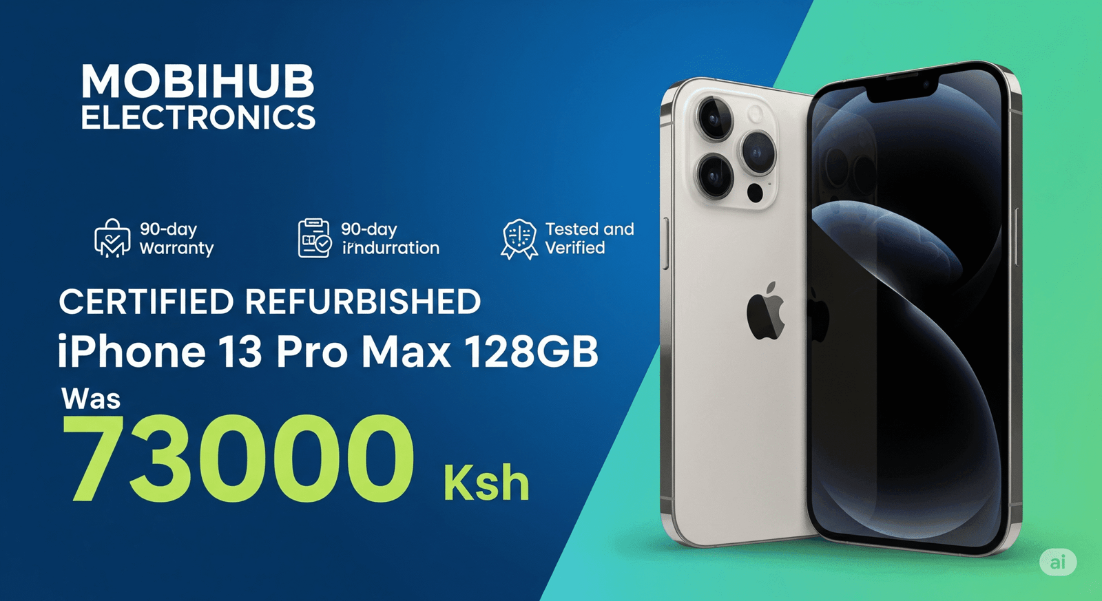 Certified refurbished 13 Pro Max 128 @ 73,000